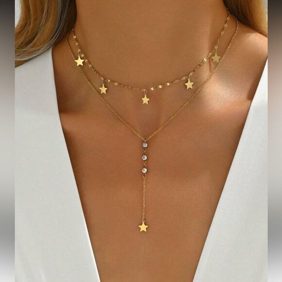 Free People Jewelry - Gold Star Layered Necklace M1315